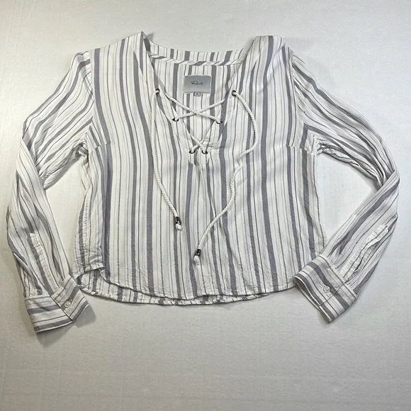 Rails Grace Patriot Stripe Lace Front Top Medium - Picture 3 of 13